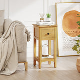 3-Tier Nightstand with Drawer and Open Storage Shelf