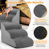 Escalones Antideslizantes de 3 Peldaños para Perros con Esponja de Alta Densidad y Huellas de Pata de Silicona - Gris