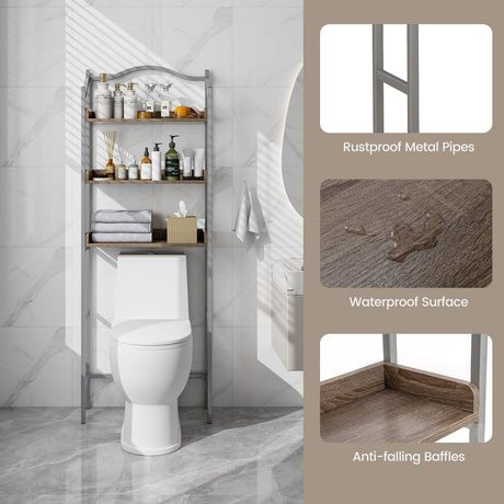Estante organizador de baño de 3 niveles para colocar sobre el inodoro