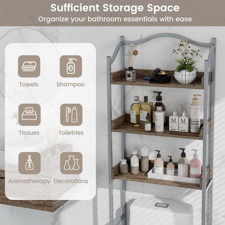 Estante organizador de baño de 3 niveles para colocar sobre el inodoro