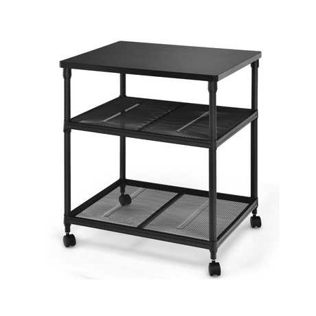Mesa auxiliar para impresora de 3 niveles con estante ajustable y ruedas giratorias