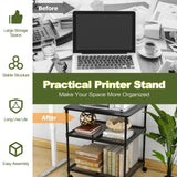 Mesa auxiliar para impresora de 3 niveles con estante ajustable y ruedas giratorias
