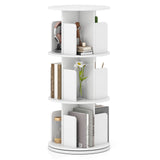 3-Tier Rotating Bookshelf with Dividers and Anti-falling Baffles