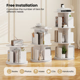 3-Tier Rotating Bookshelf with Dividers and Anti-falling Baffles
