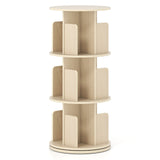 3-Tier Rotating Bookshelf with Dividers and Anti-falling Baffles