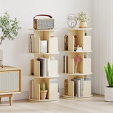 3-Tier Rotating Bookshelf with Dividers and Anti-falling Baffles