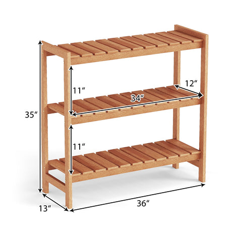 Estante para plantas de madera maciza de 3 niveles con estantes de rejilla