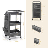 Carrito de almacenamiento utilitario de 3 niveles con cestas de tablero perforado DIY