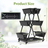 Huerto urbano vertical de 3 niveles con 4 ruedas y 6 jardineras - Negro