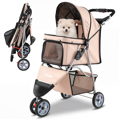 Cochecito de 3 ruedas para mascotas pequeñas (perros y gatos) de hasta 33 lb