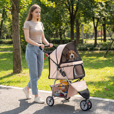 Cochecito de 3 ruedas para mascotas pequeñas (perros y gatos) de hasta 33 lb