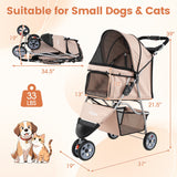Cochecito de 3 ruedas para mascotas pequeñas (perros y gatos) de hasta 33 lb