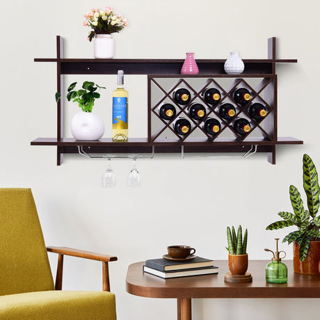 Juego de comedor 3 en 1: sillas Windsor, aparador industrial y botellero de pared combinado