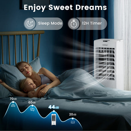 Enfriador de aire evaporativo 3 en 1 con control remoto para el hogar y la oficina - Blanco