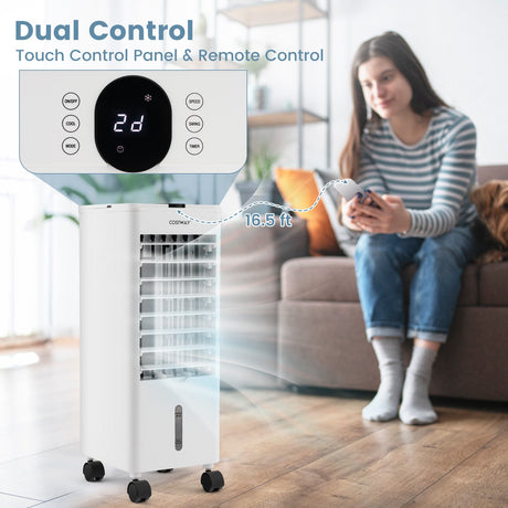 Enfriador de aire evaporativo 3 en 1 con control remoto para el hogar y la oficina - Blanco