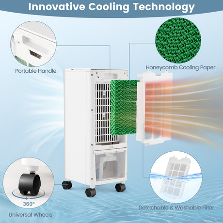 Enfriador de aire evaporativo 3 en 1 con control remoto para el hogar y la oficina - Blanco