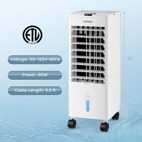 Enfriador de aire evaporativo 3 en 1 con control remoto para el hogar y la oficina - Blanco