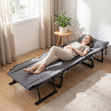 3 in 1 Folding Camping Cot and Comfy Padded Convertible Single Sofa Chair-Gray
