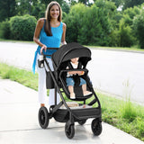 Cochecito de bebé convertible plegable 3 en 1 con capazo desmontable