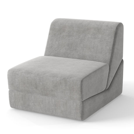 Sofá cama plegable 3 en 1 con funda con cremallera lavable - Gris