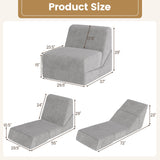 3-in-1 Folding Sofa Bed with Washable Zippered Cover-Gray