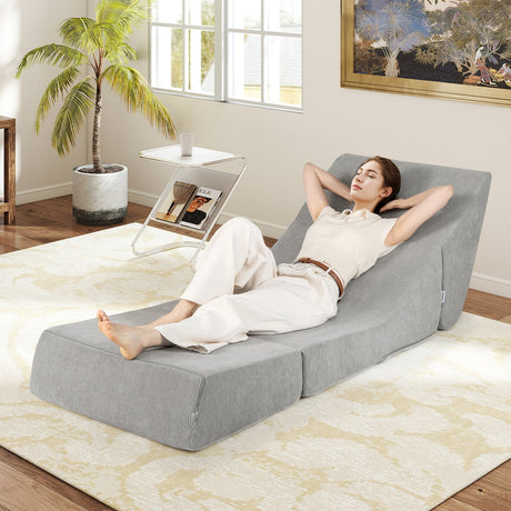 Sofá cama plegable 3 en 1 con funda con cremallera lavable - Gris