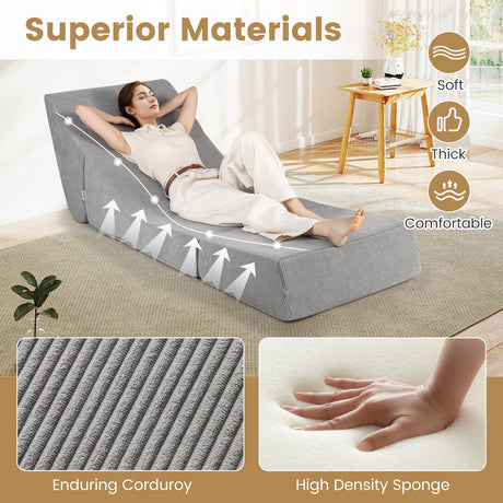 Sofá cama plegable 3 en 1 con funda con cremallera lavable - Gris