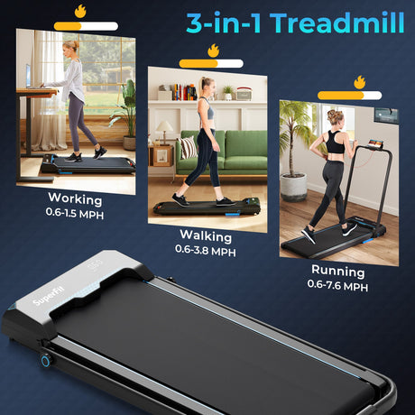 Cinta de correr plegable 3 en 1 con control remoto y pantalla LED