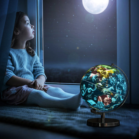 Globo terráqueo iluminado 3 en 1 con soporte y 88 constelaciones