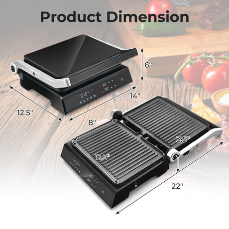 Parrilla Eléctrica 3 en 1 para Interiores con Pantalla LED-Negra