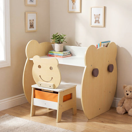 Mesa y silla de arte 3 en 1 para niños con almacenamiento y pizarra blanca/negra reversible para edades de 3 a 10 años - Blanco
