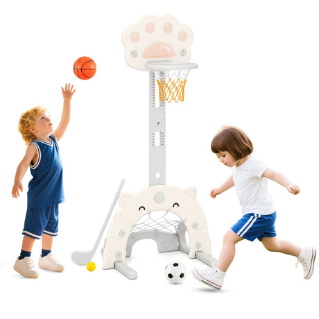 Canasta de baloncesto 3 en 1 para niños con balón y aro plegable