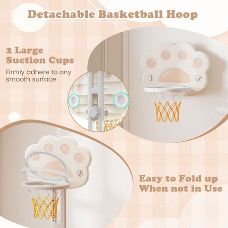 Canasta de baloncesto 3 en 1 para niños con balón y aro plegable
