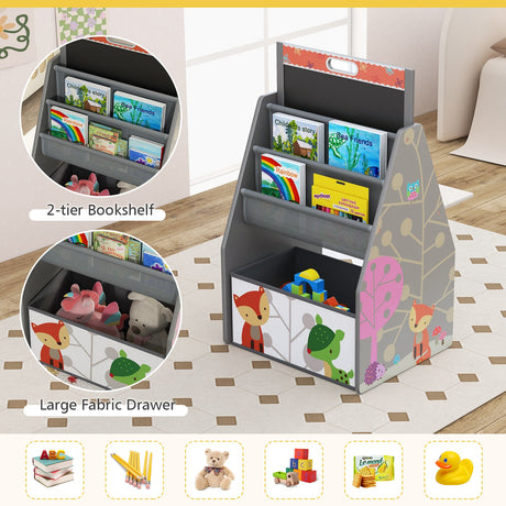 Pizarra y Estación de Juego 3 en 1 para Niños Convertible con Silla y Contenedores de Almacenamiento