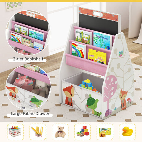 Pizarra y Estación de Juego 3 en 1 para Niños Convertible con Silla y Contenedores de Almacenamiento