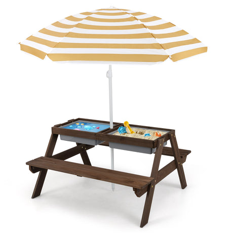 Mesa de agua y arena de picnic para niños 3 en 1 con