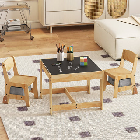 Juego de mesa y 2 sillas para niños 3 en 1 con tablero extraíble y 2 cajones de almacenamiento