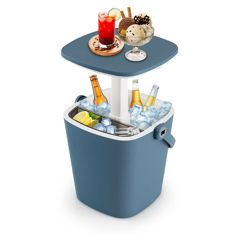 Mesa Bar nevera portátil 3 en 1 con abridor de botellas y tapa elevable para piscina o camping