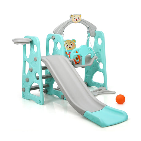 Juego de tobogán 3 en 1 para niños pequeños con trepador y columpio