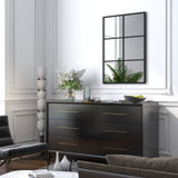 3-Layered Decorative Wall Mirror with Metal Frame for Dining Living Room-Black