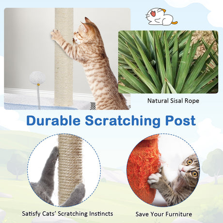 Torre para gatos de 3 niveles con postes rascadores cubiertos de sisal - Azul