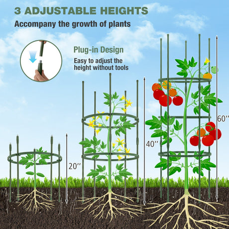 Paquete de 3 Espalderas Ajustables de 152 cm de Altura para Plantas Trepadoras
