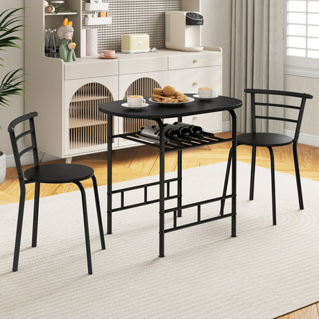 Juego de mesa de comedor de 3 piezas y 2 sillas para cocina, bistró, pub y hogar