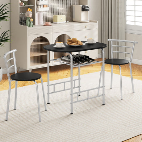 Juego de mesa de comedor de 3 piezas y 2 sillas para cocina, bistró, pub y hogar