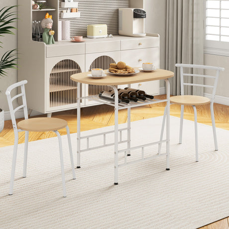 Juego de mesa de comedor de 3 piezas y 2 sillas para cocina, bistró, pub y hogar