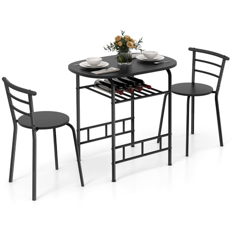 Juego de mesa de comedor de 3 piezas y 2 sillas para cocina, bistró, pub y hogar