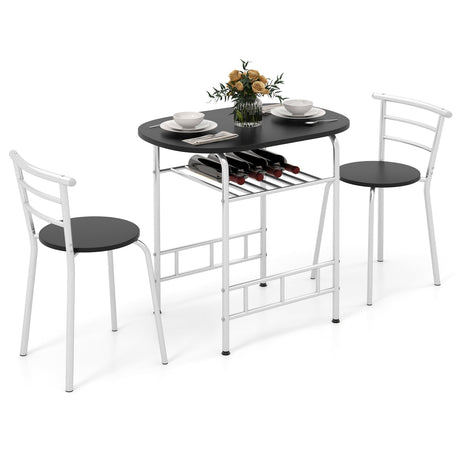 Juego de mesa de comedor de 3 piezas y 2 sillas para cocina, bistró, pub y hogar