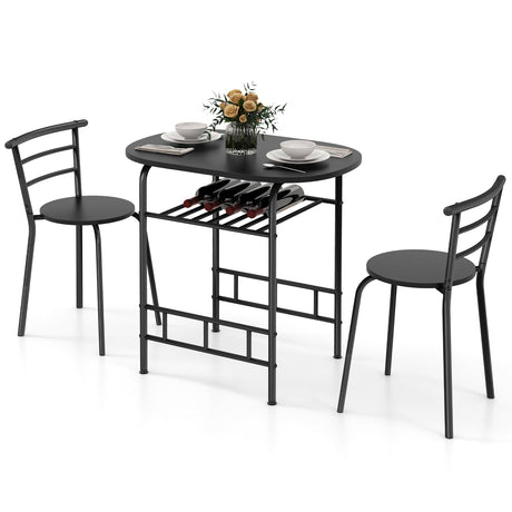 Juego de mesa de comedor de 3 piezas y 2 sillas para cocina, bistró, pub y hogar