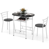 3 pcs Home Kitchen Bistro Pub Dining Table 2 Chairs Set