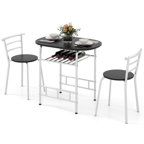Juego de mesa de comedor de 3 piezas y 2 sillas para cocina, bistró, pub y hogar